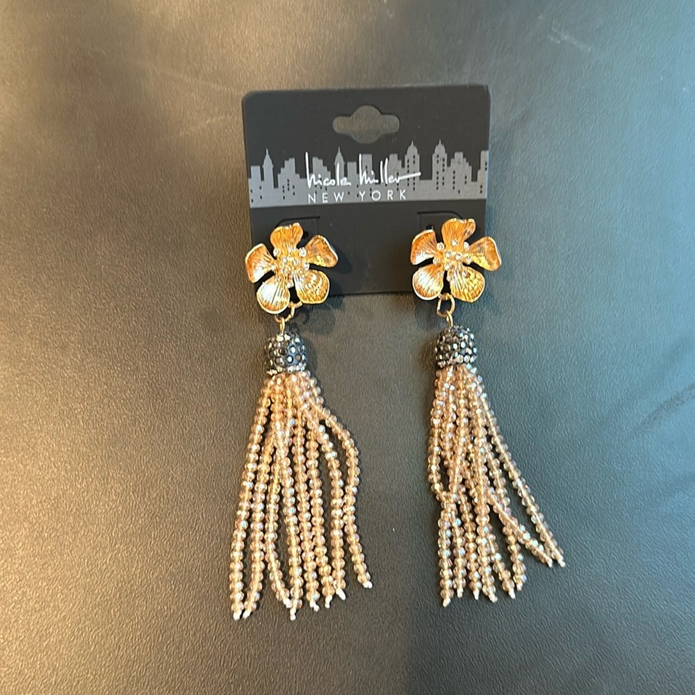 Nicole Miller gold dangle earrings